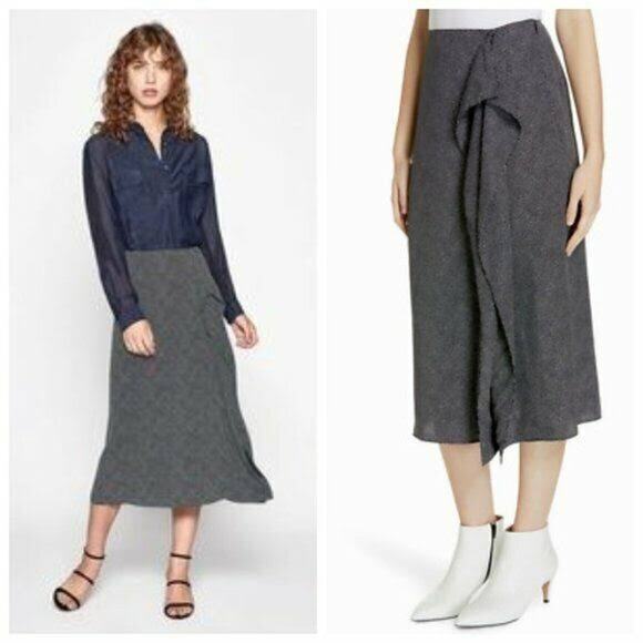 Equipment Climmie Skirt Eclipse Ruffle Midi Polka Dots Draped Split Boho Size XL - Picture 2 of 16